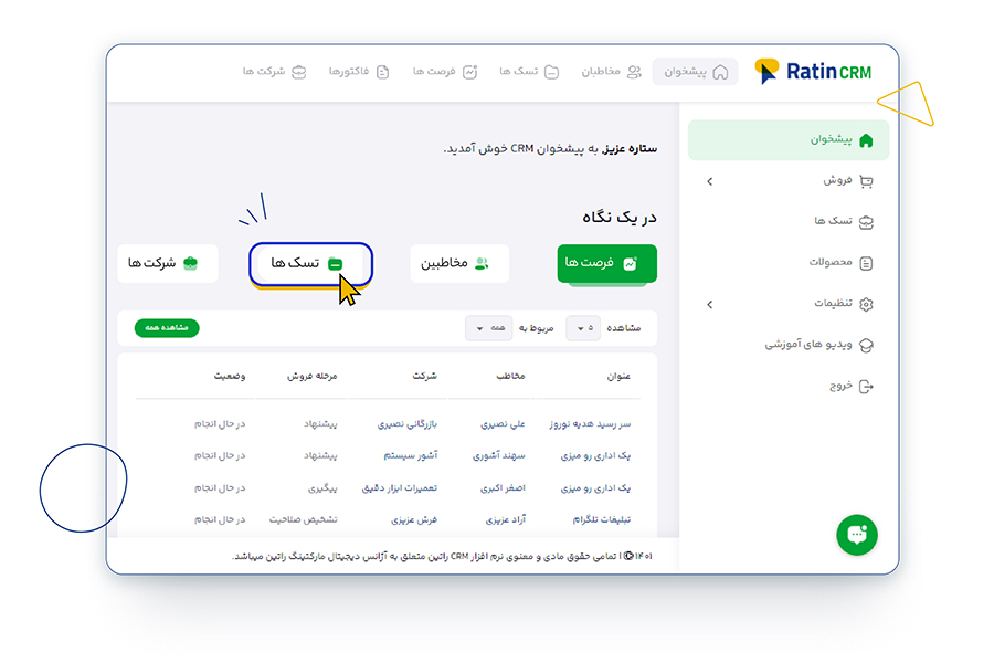  نظارت بر وظایف افراد تیم فروش